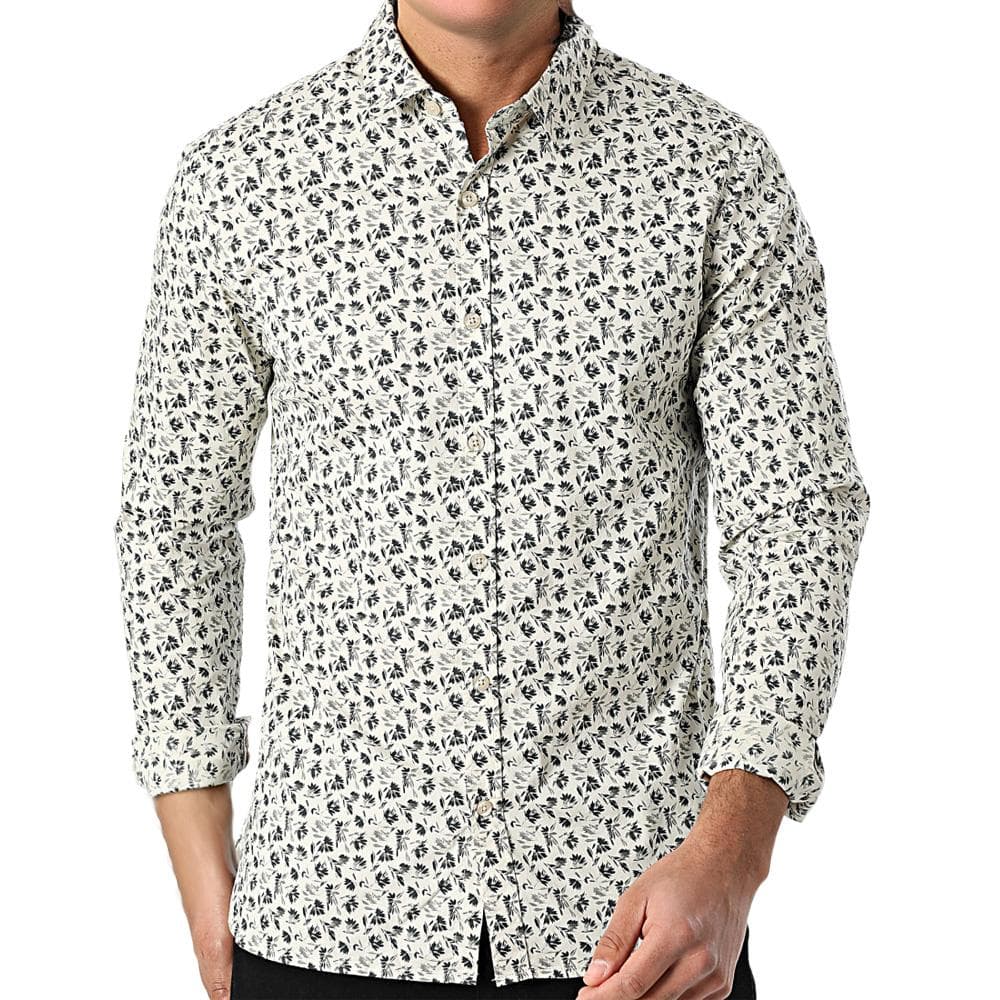 Chemise Beige Fleuris Homme Teddy Smith Carton Strectch 1