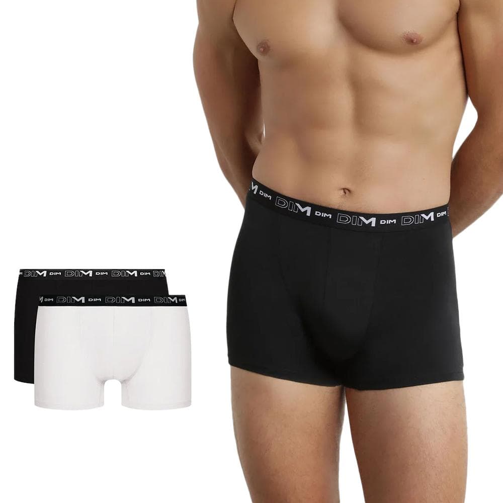 Lot de 2 Boxers Blanc/Noir Homme Dim D6596 - Taille 2
