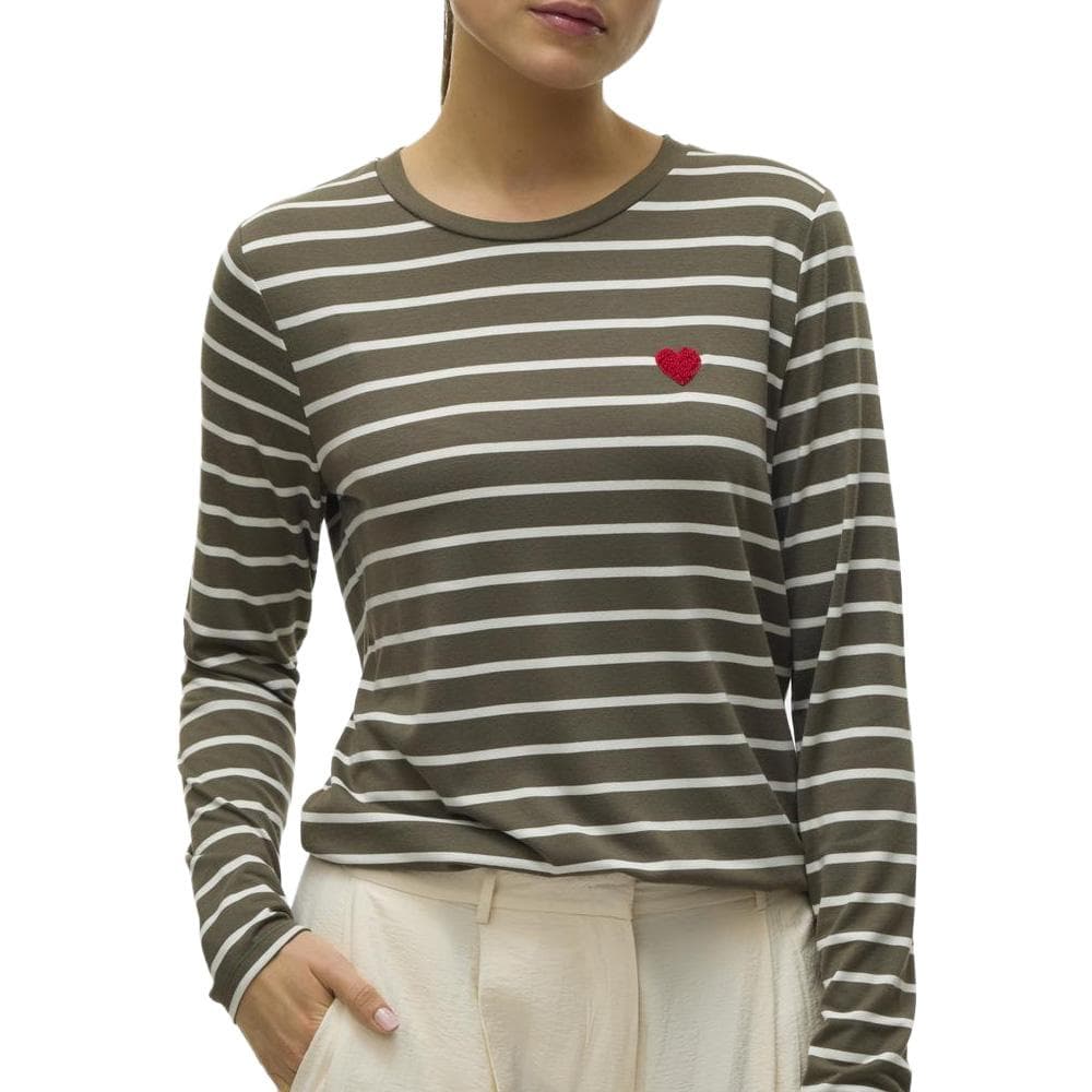 T-Shirt Blanc/Kaki Femme Vero Moda Clara 1