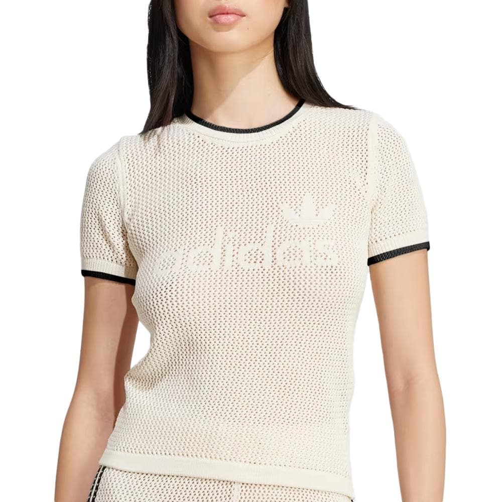 T-Shirt Beige/Noir Femme Adidas JD1076 1