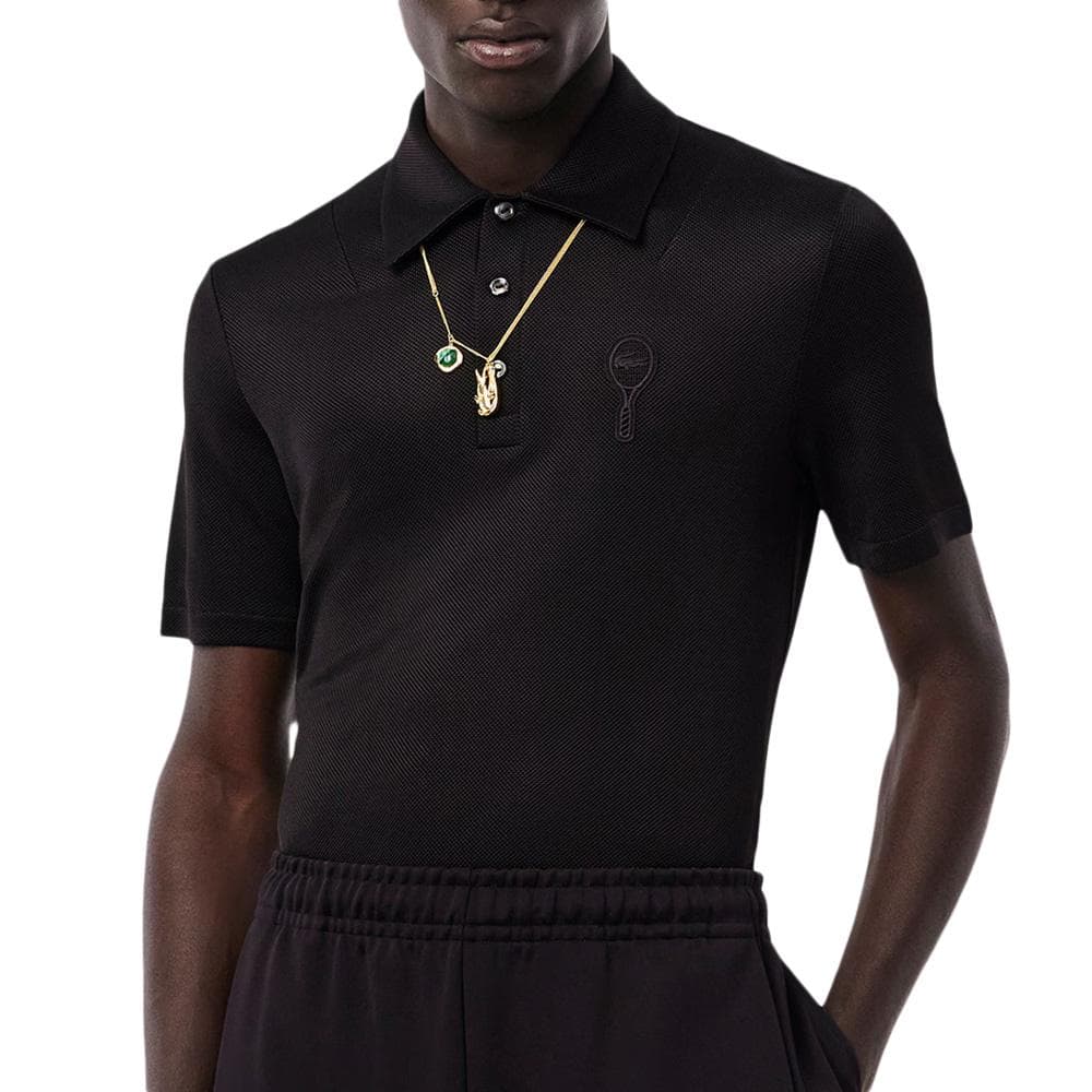 Polo Noir Homme Lacoste Runway Regular Fit Satin 1