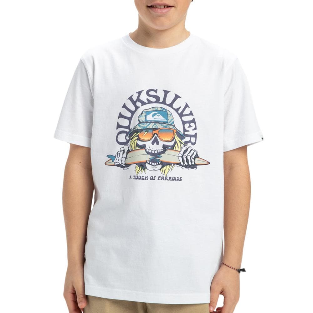 T-Shirt Blanc Garçon Quiksilver Skull Feast 1
