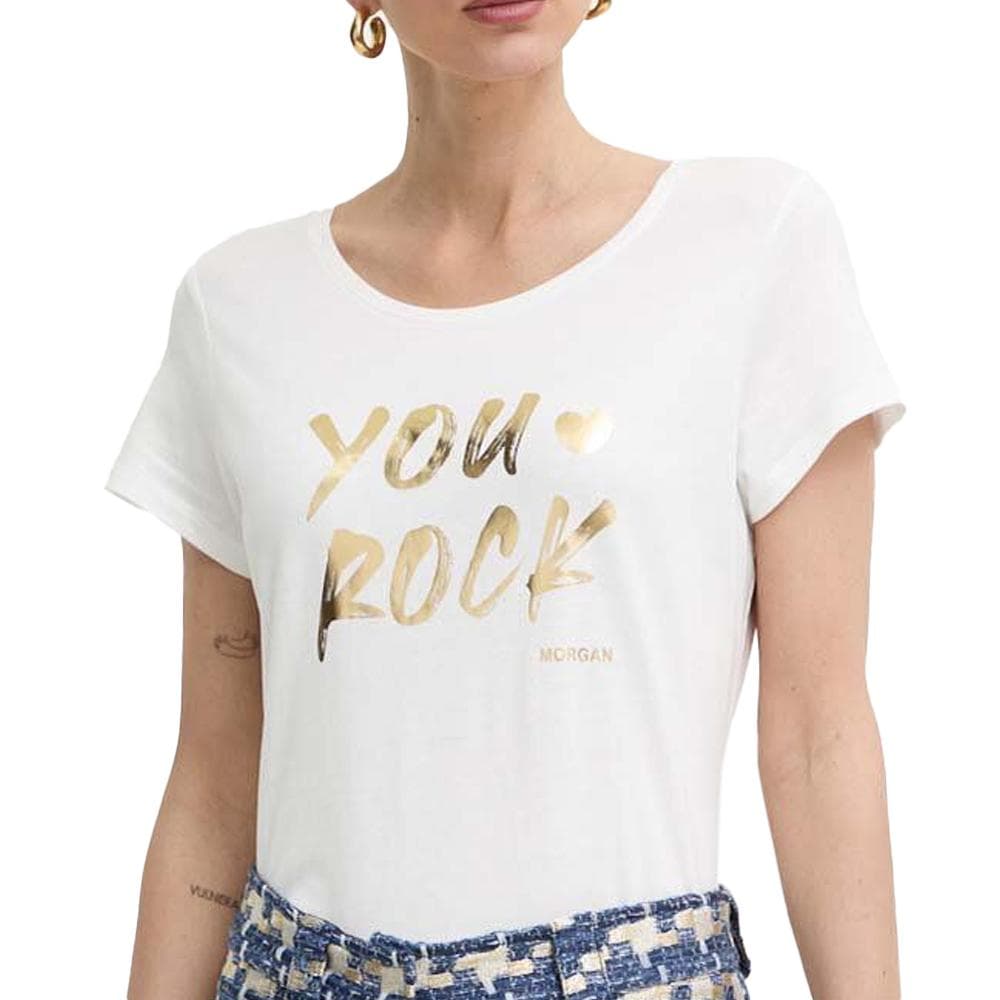 T-shirt Blanc/Doré Femme Morgan DYOU 1