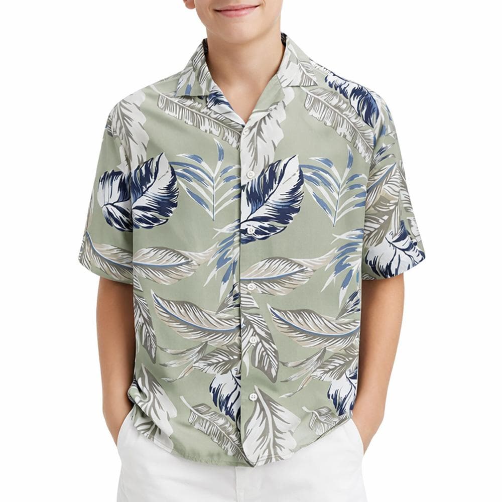 Chemisette Kaki/Marine Garçon Jack & Jones Resort Floral 1