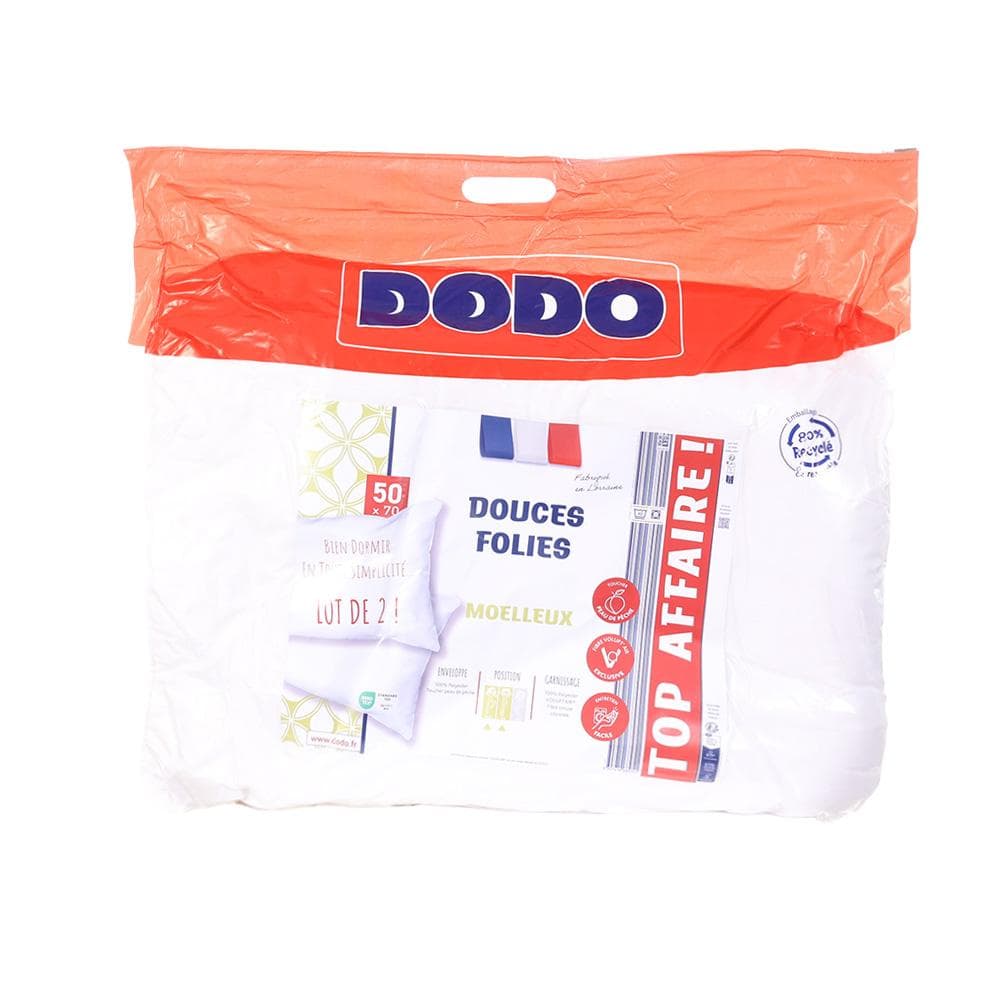 X2 Oreillers Blanc Dodo 2 Douce Folie 50x70 1