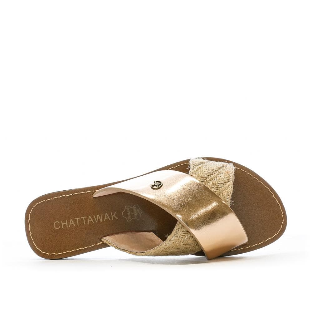 Claquettes Croisées Rose Gold Femme Chattawak Brana 3