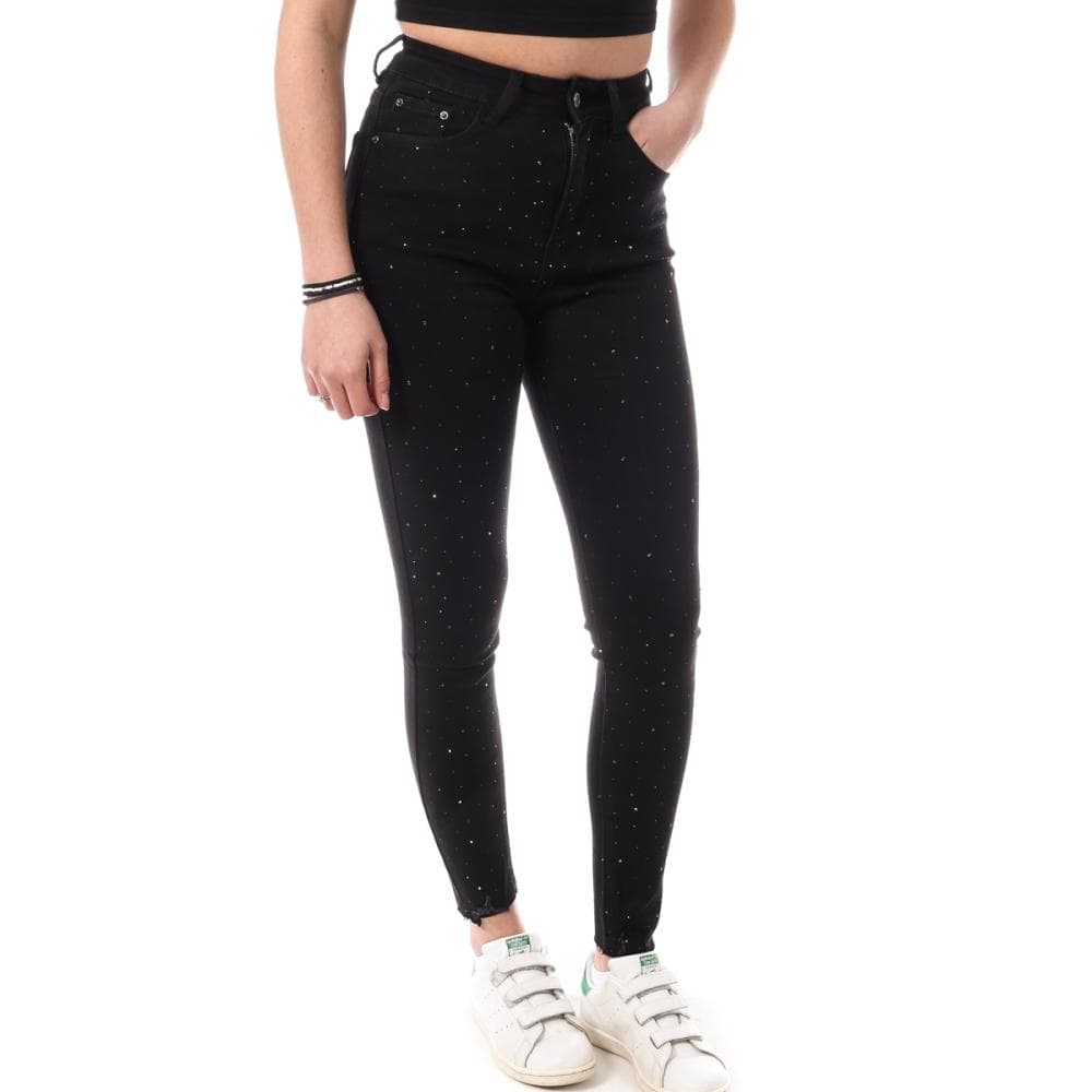 Jean Slim à Strass Noir Femme Monday Premium Strass 1
