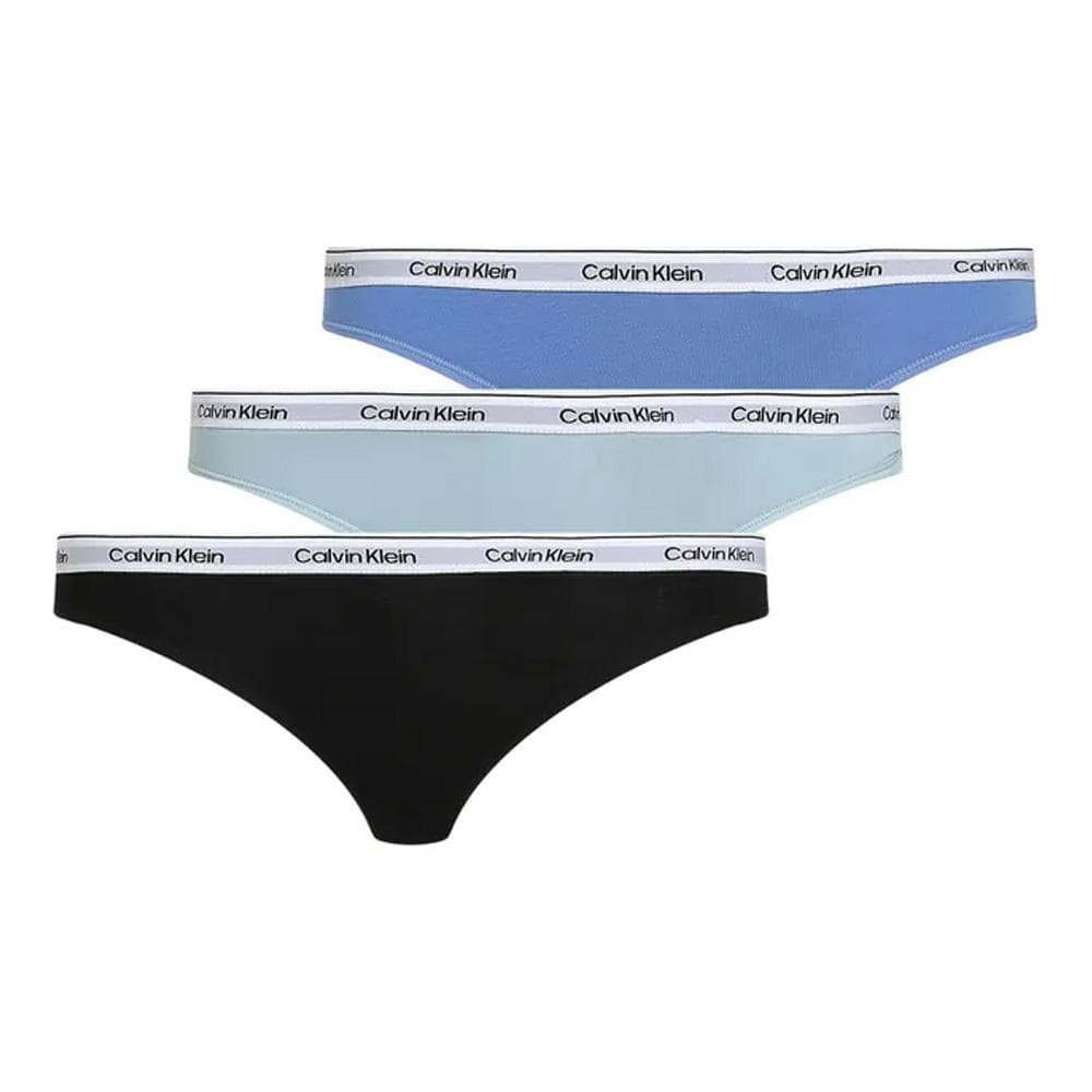 Lot de 3 Strings Noir/Bleu Femme Calvin Klein Jeans Thong 1