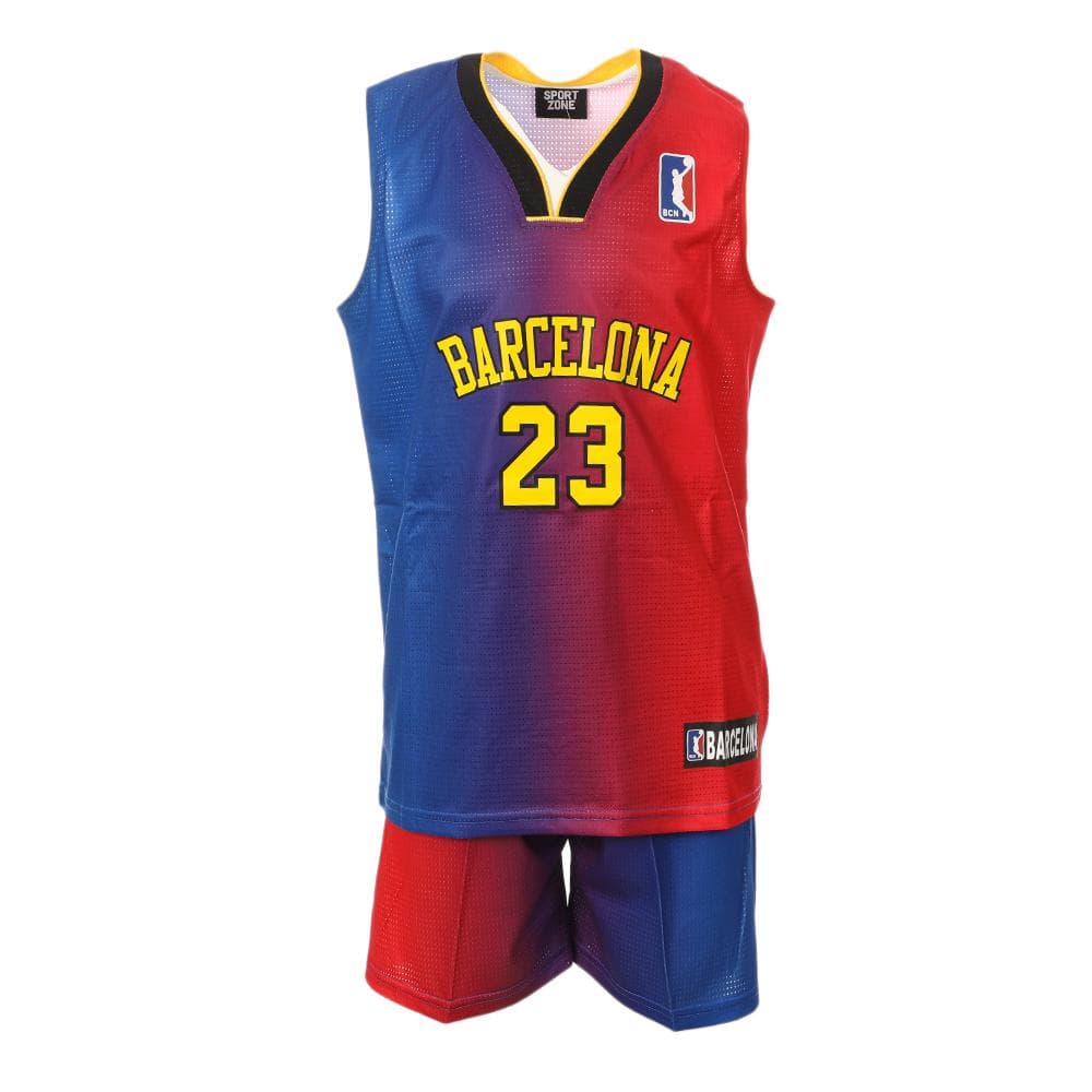 Barcelona Ensemble de basket Bleu/Rouge Enfant Sport Zone 1