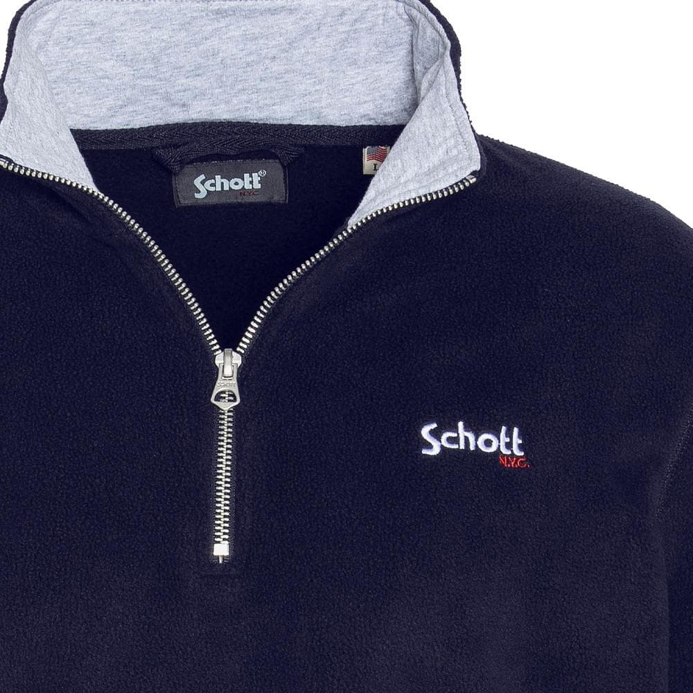 Sweat Polaire Marine Homme Schott Half Zipped 3