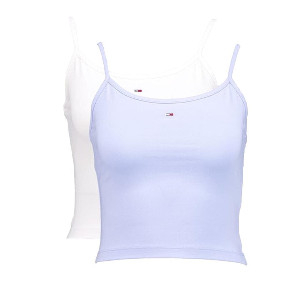 x 2 Débardeurs Blanc/Bleu Femme Tommy Hilfiger Essential 1