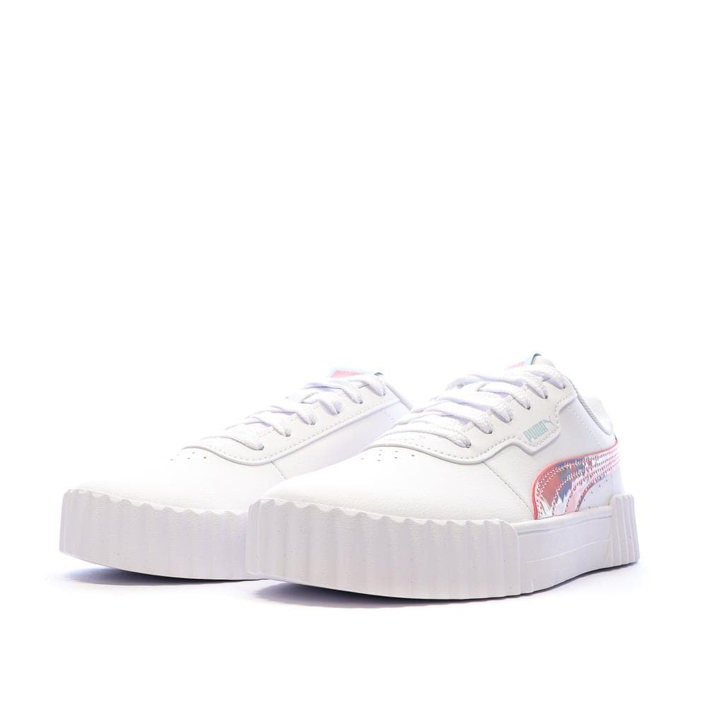 Baskets Blanche/Rose/Bleu Fille Puma Carina 6