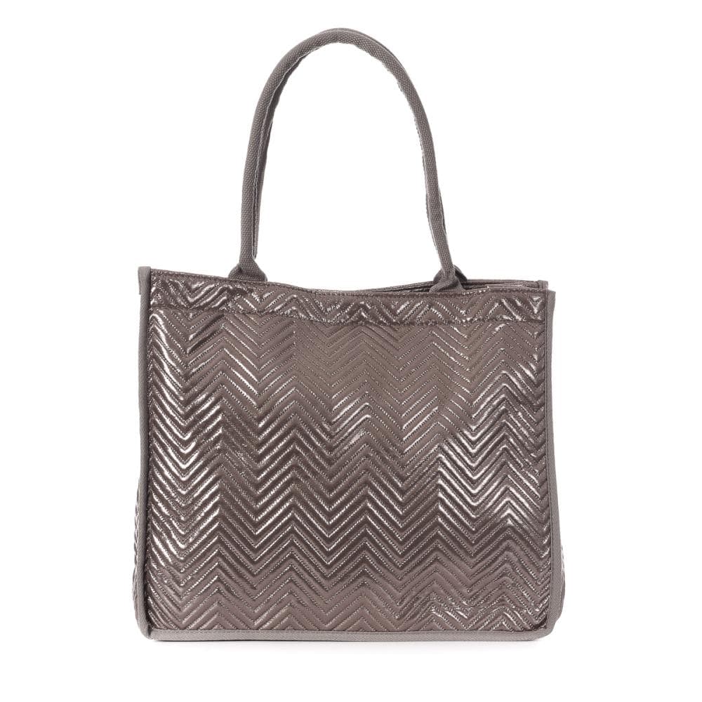 Sac Caba Fourre tout Gris Métallique Stella Green Matelasse Chevron 3 1
