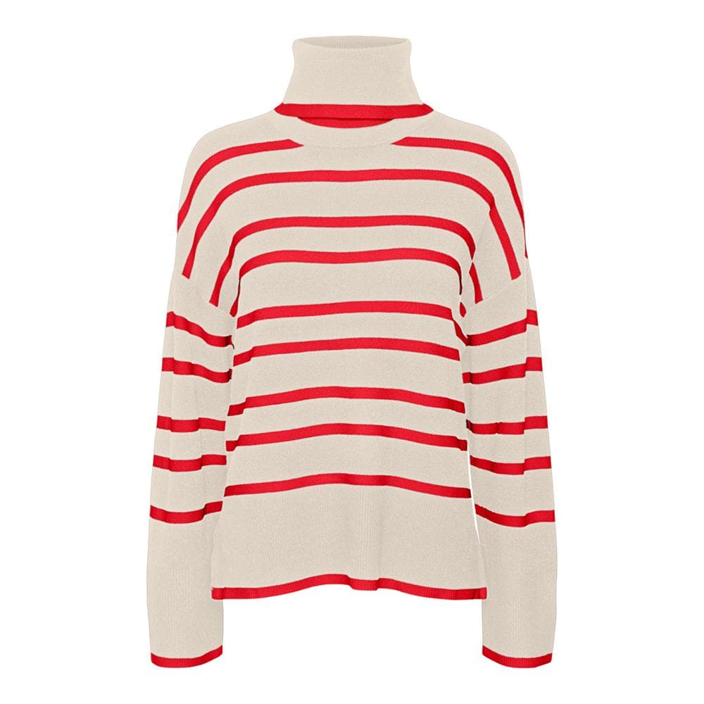 Pull Beige/Rouge Femme Vero Moda Saba 1