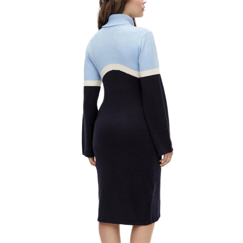 Robe Pull Bleu/Noir Femme Mamalicious Rollneck 2