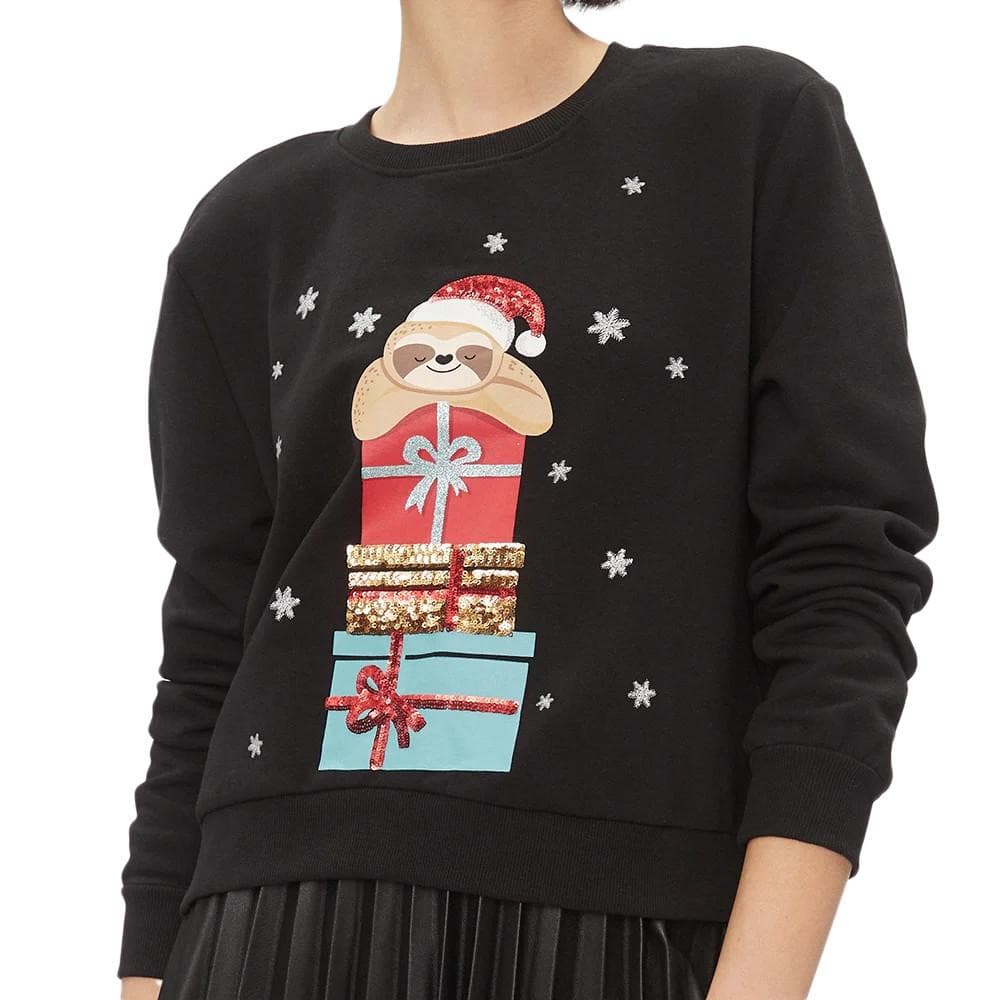 Sweat de Noel Noir Femme Only Onlyda Christmas 1