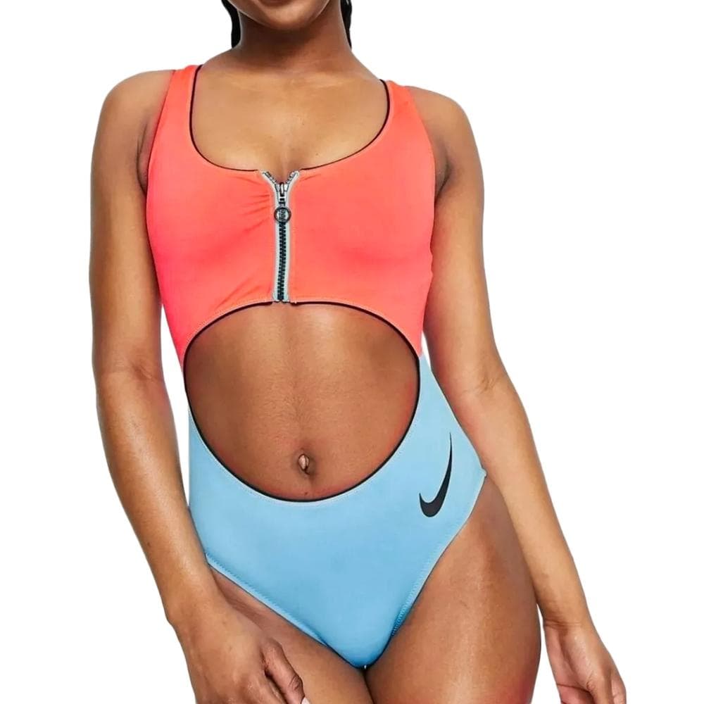 Maillot de bain 1 pièce Rose/Bleu Femme Nike Cutout 1