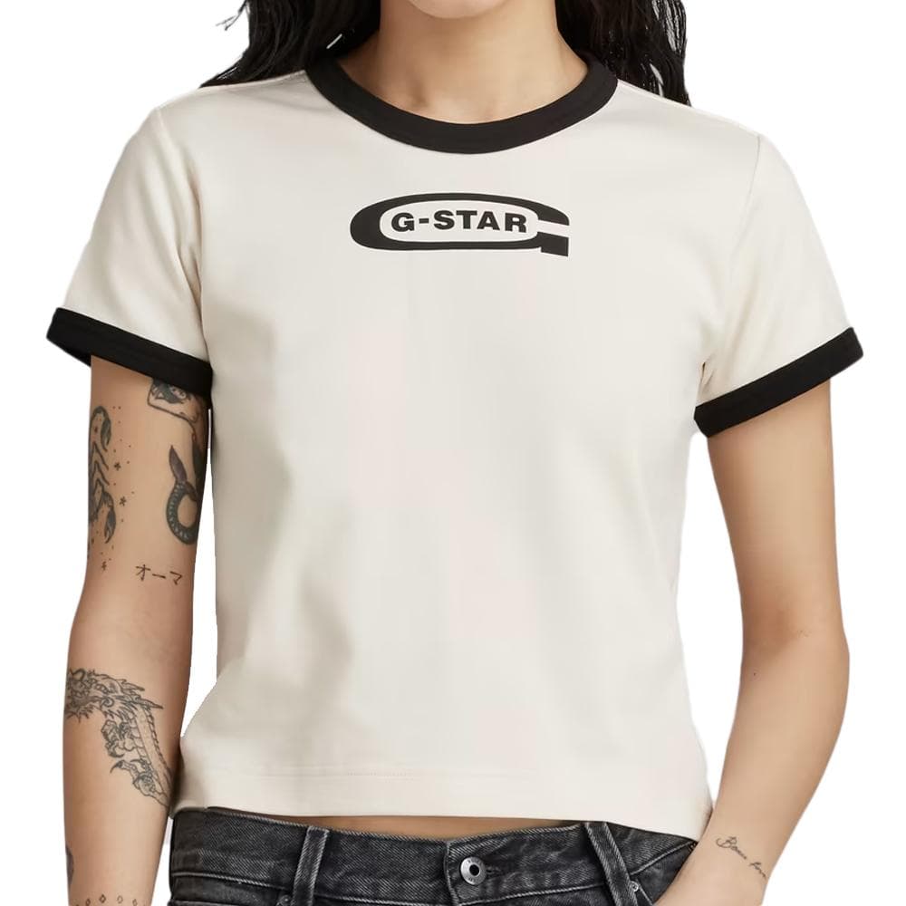 T-shirt Blanc Femme G-Star Raw Ringer Baby 1