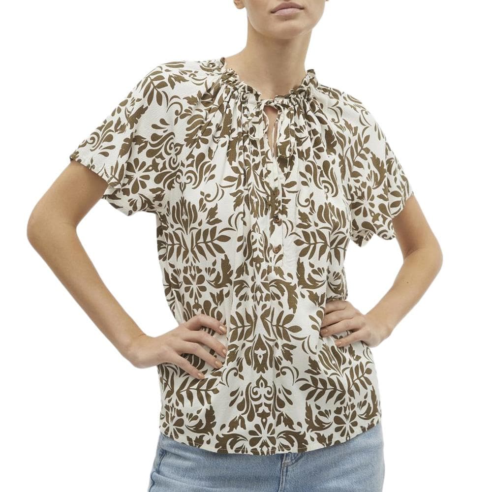 Blouse Blanche/Camel Femme Vero Moda Mima 1