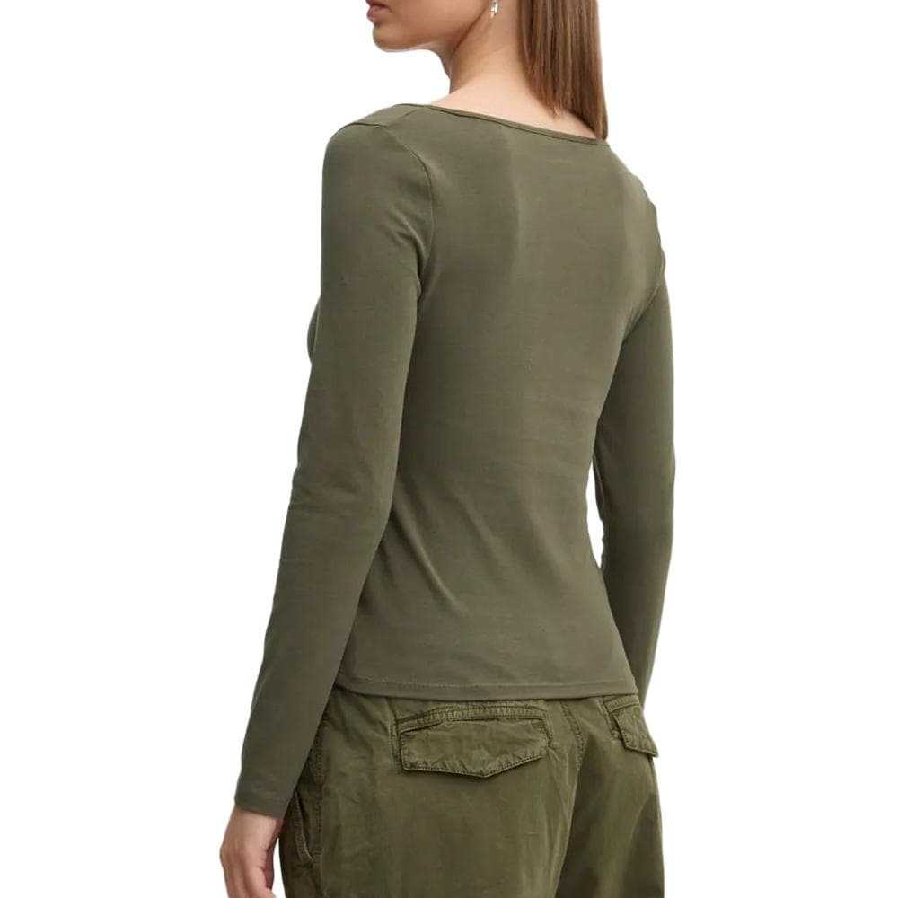 T-shirt Manches Longues Vert Femme Tommy Hilfiger Slim Metallic 2