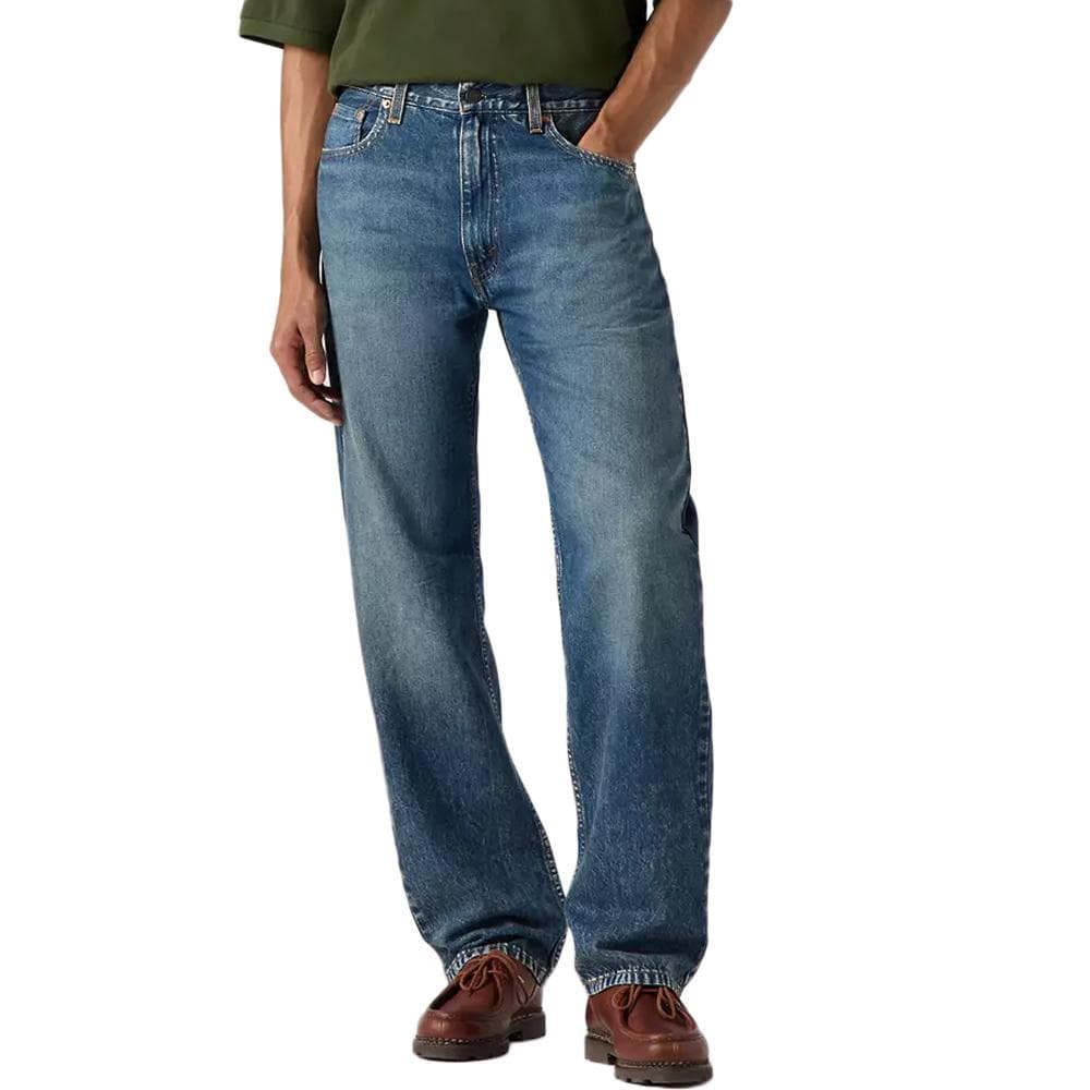 Jean 555 Bleu Foncé Délavé Homme Levi's Relaxed Straight Med Indig 1