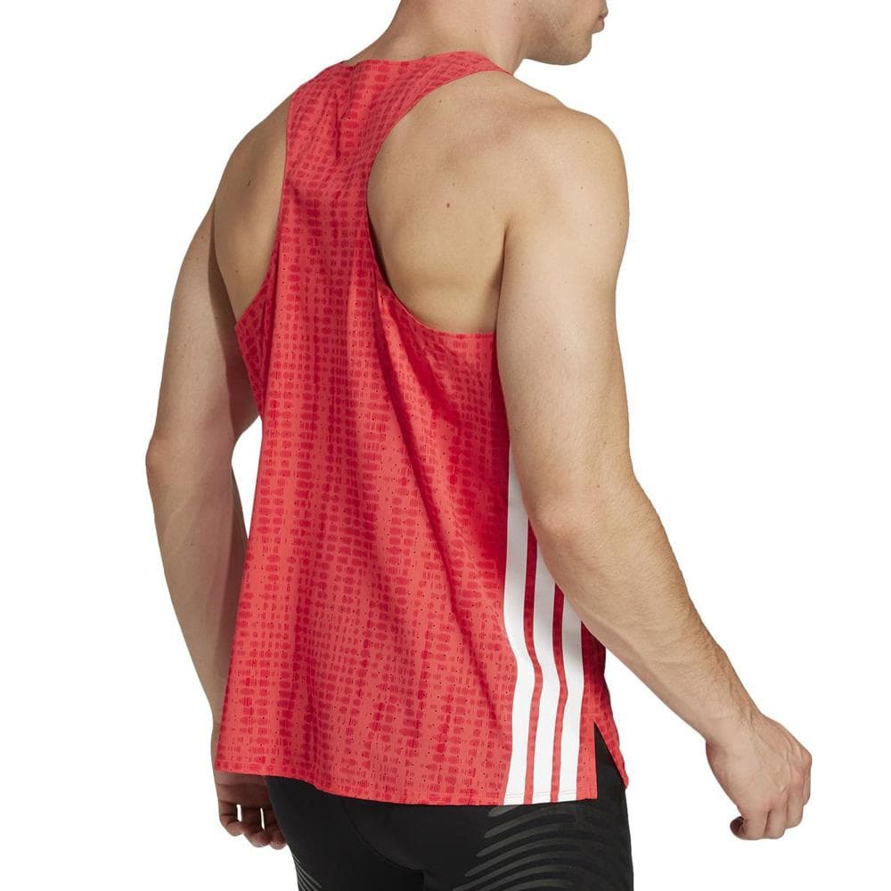 Débardeur Rouge Homme Adidas Adizero Snglt 2