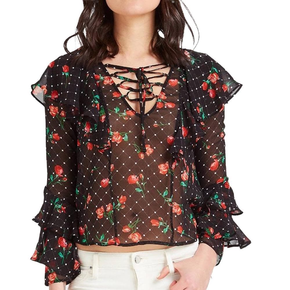 Blouse Noir à fleurs Femme Guess Rose 1