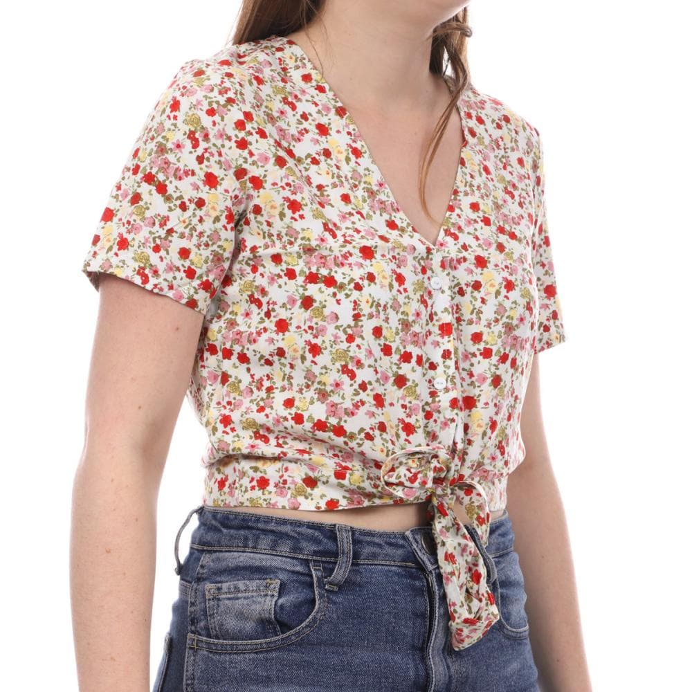 Blouse Blanche/Jaune à fleurs Femme Vero Moda Easy 1