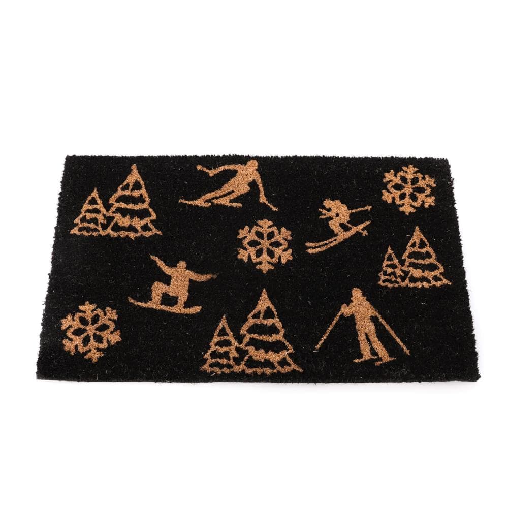 Tapis Noir Imprimés Luance 45x75cm Flocon Ski 1