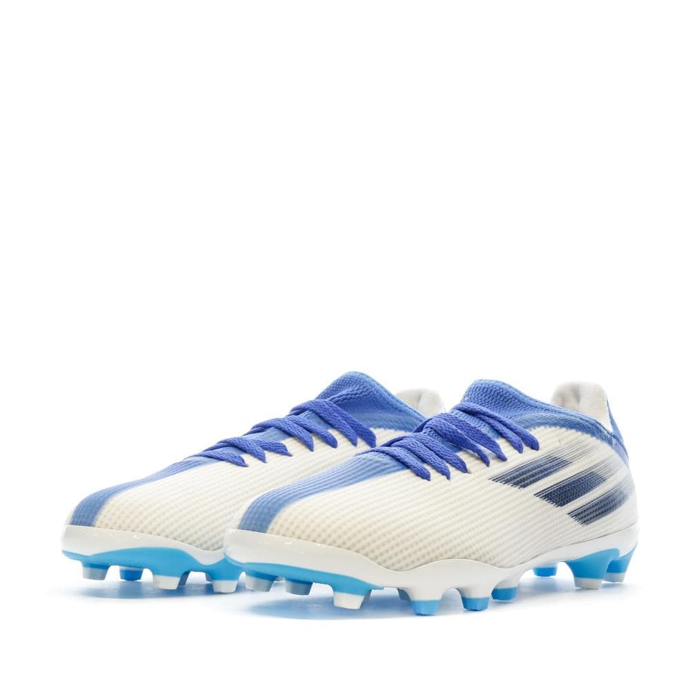 Chaussures de Football Blanche/Bleu Garçon Adidas X Speedflow.3 Mg J 6