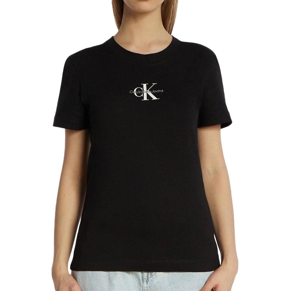 T-shirt Noir Femme Calvin Klein Jeans Monologo Slim 1