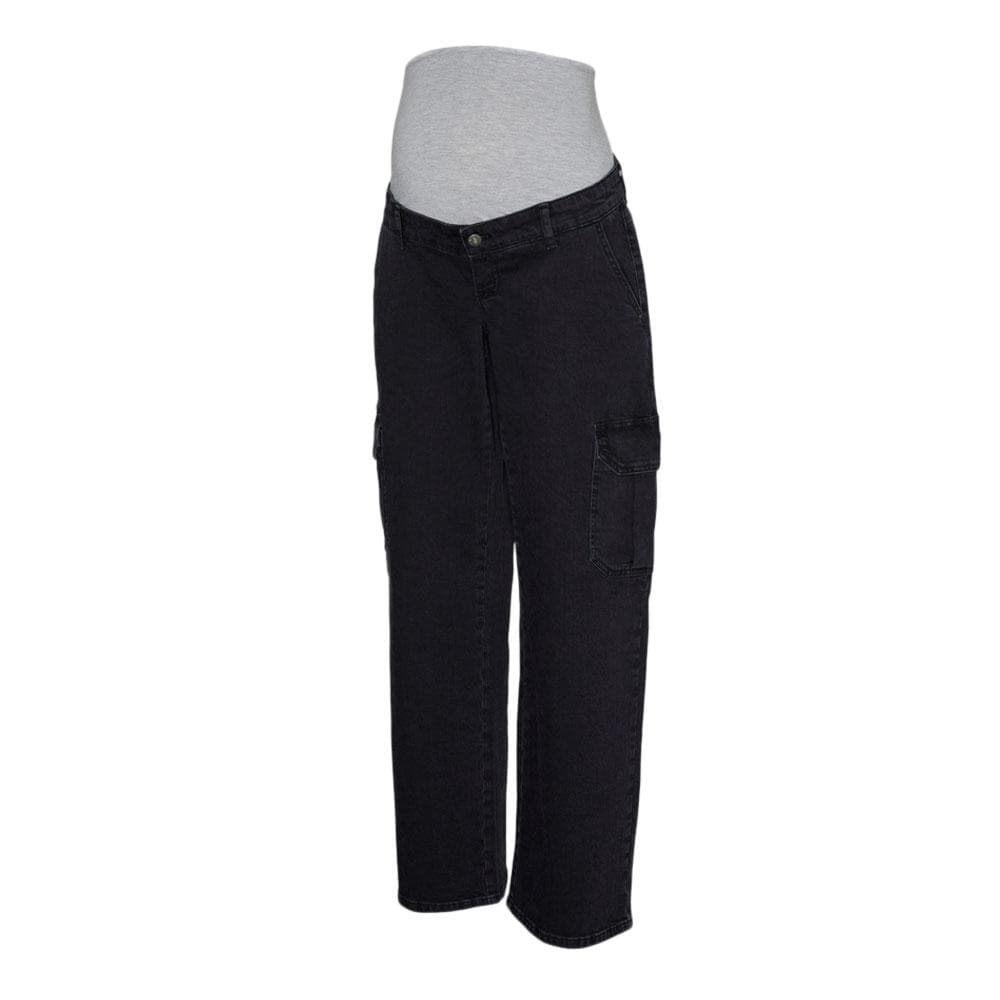 Jeans Cargo Noir Femme Mamalicous Wide Leg 1