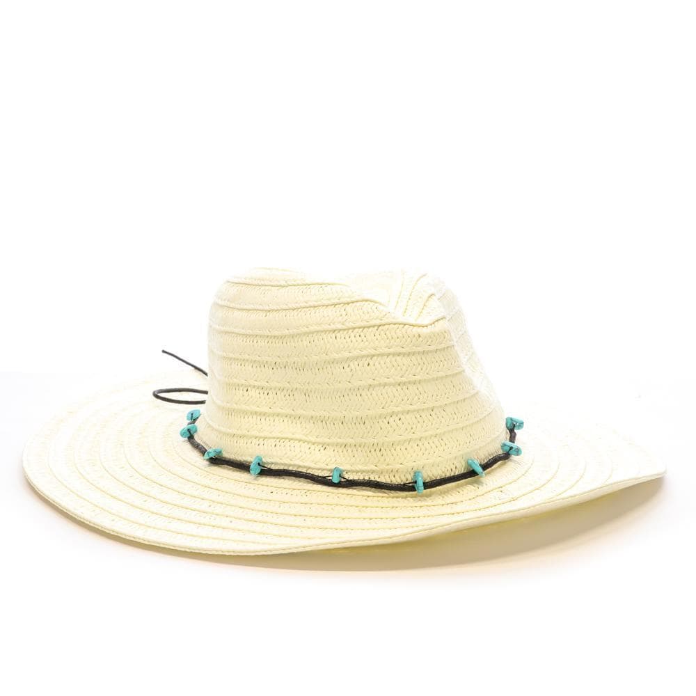 Chapeau de soleil en paille Blanc à large bord Via Lorenzo Fedora 2