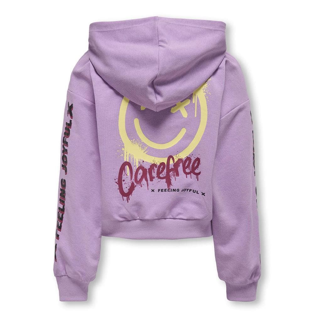Sweat à Capuche Mauve Fille Kids ONLY Smile Life 2
