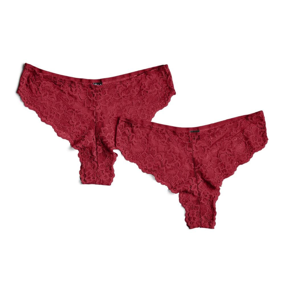 Lot de 2 culottes larges en dentelle Rouge Femme Pieces Lina 1