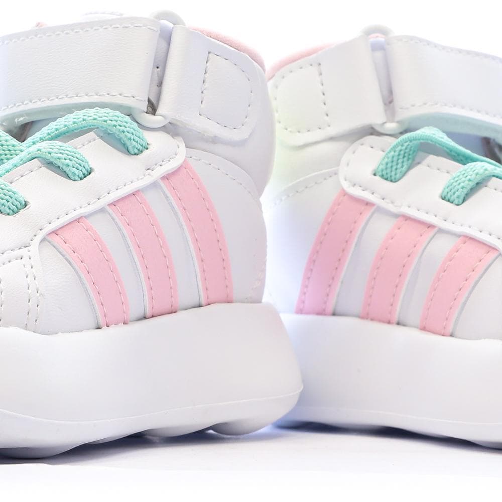 Baskets Blanches/Roses/Turquoises Fille Adidas Grand Court Mid 7