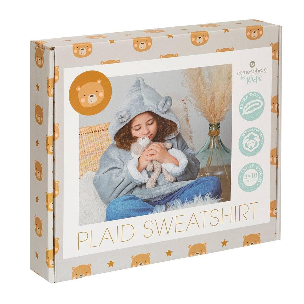Sweat Plaid Gris Enfant Atmosphera Ours 3-10 Ans 1