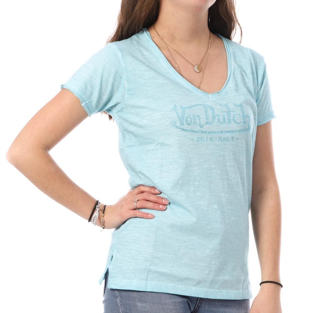 T-shirt Bleu Femme Von Dutch Aspect 1