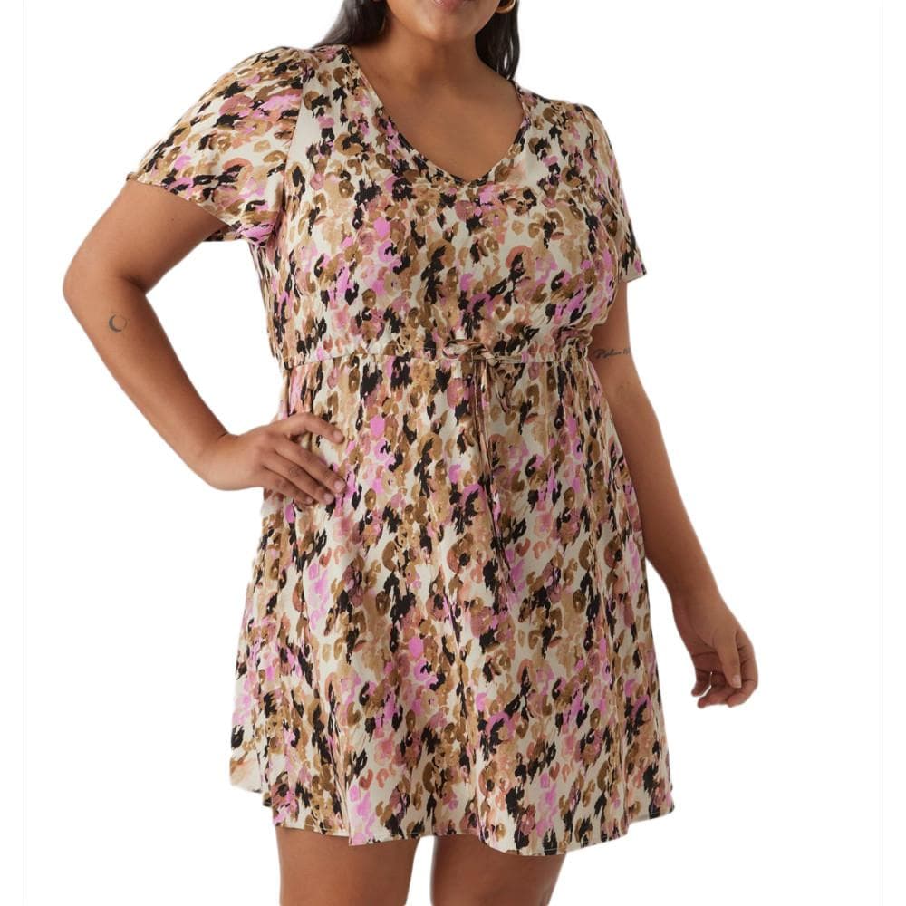 Robe Beige/Rose à Motifs Femme Vero Moda CURVE Easy 1