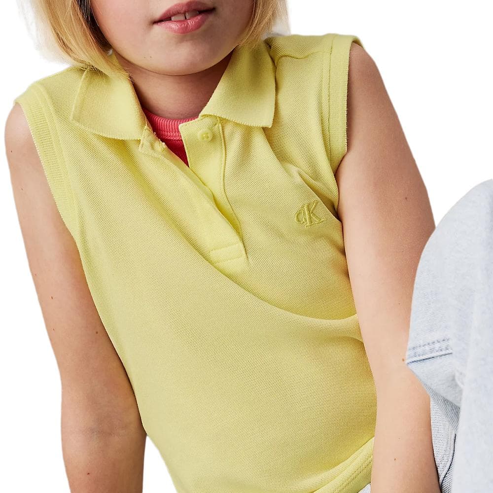 Polo Jaune Fille Calvin Klein Jeans Sleeve 2