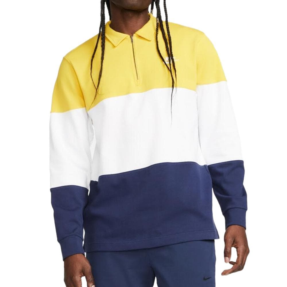 Sweat Blanc/Jaune/Marine Homme Nike Club+ 1