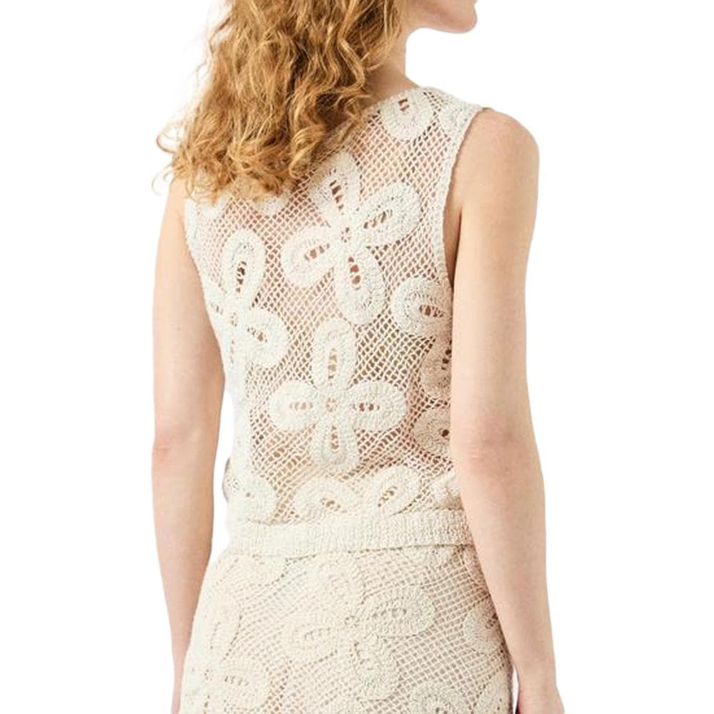 Débardeur Beige Femme YAS Crochet 2