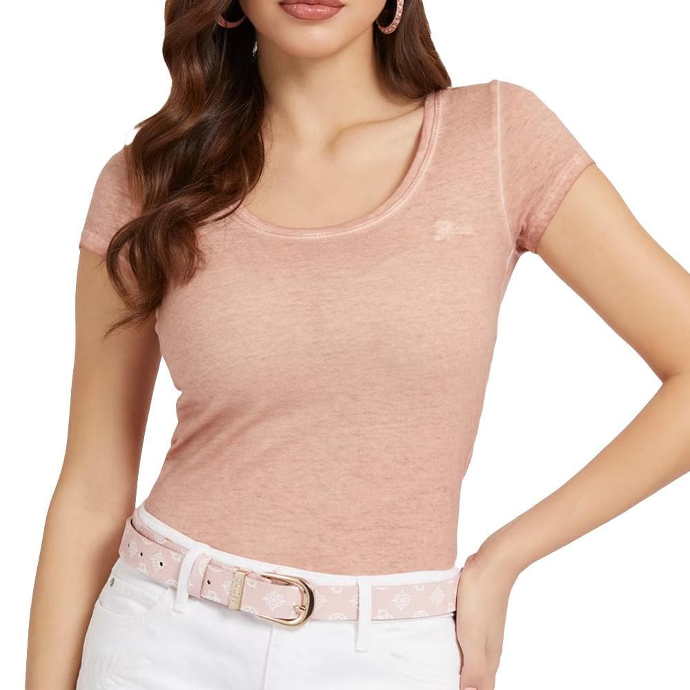 T-shirt Rose Clair Femme Guess Script 1