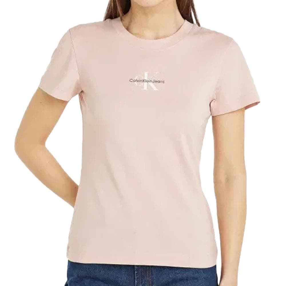 T-shirt Rose Femme Calvin Klein Jeans Monologo Slim 1
