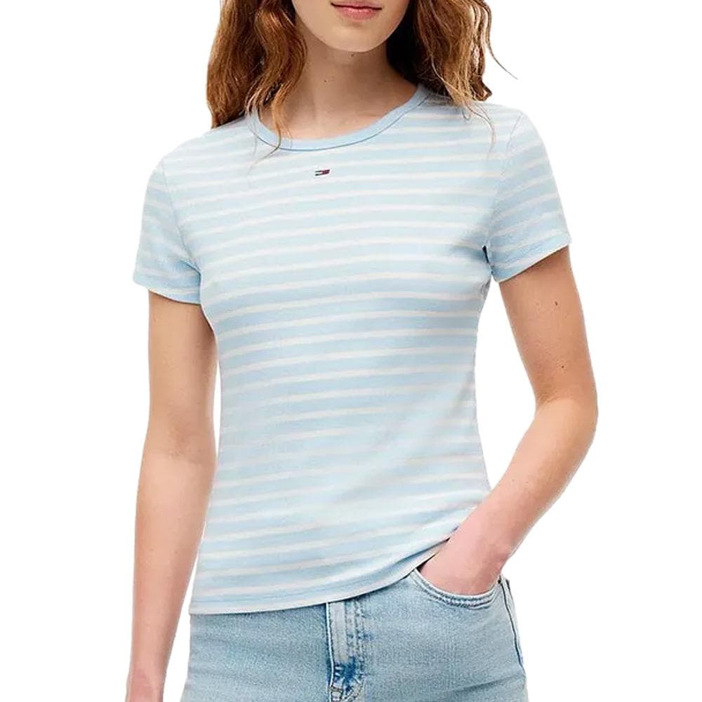 T-shirt Blanc/Bleu Femme Tommy Hilfiger Slim 1