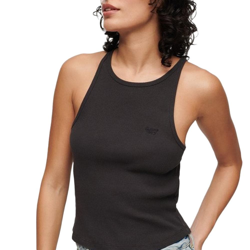 Débardeur Noir Femme Superdry Essential Logo Racer 1