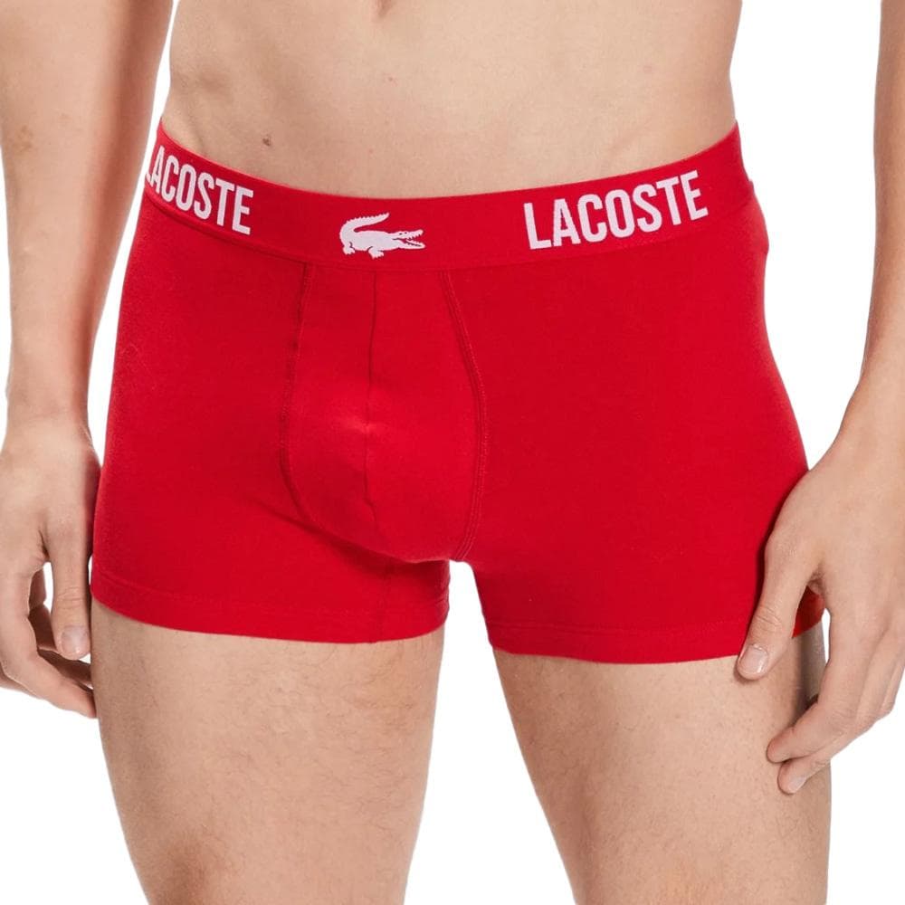 x3 Boxers Noir/Blanc/Rouge Homme Lacoste Courts Stretch 2