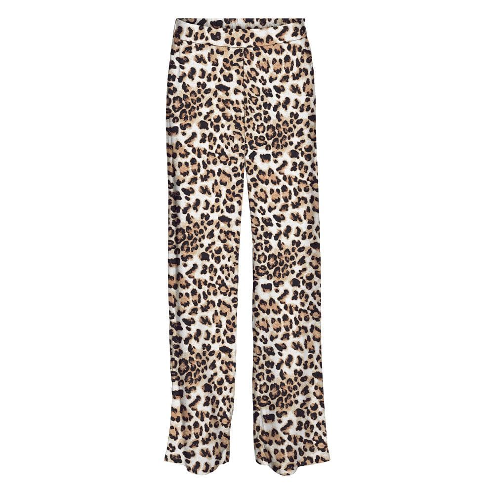 Pantalon Fluide Beige/Noir/Orange à Motifs Animalier Femme Vero Moda Easy Joy 1
