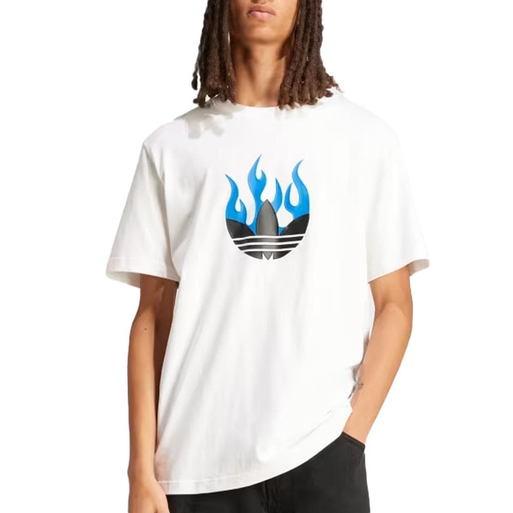 T-Shirt Blanc Homme Adidas Flames 1