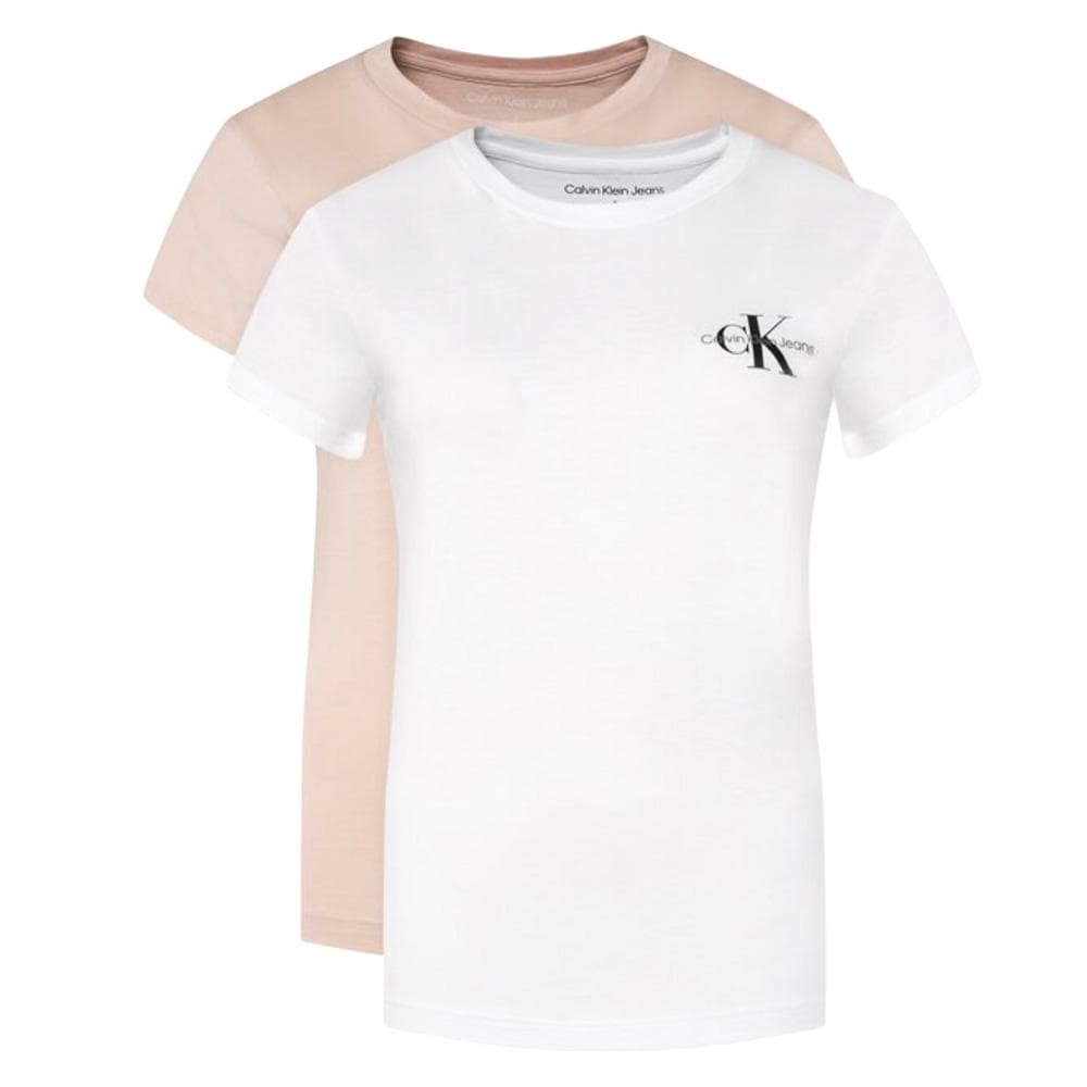 Lot de 2 T-shirts Blanc/Rose Femme Calvin Klein Jeans Monologo 1
